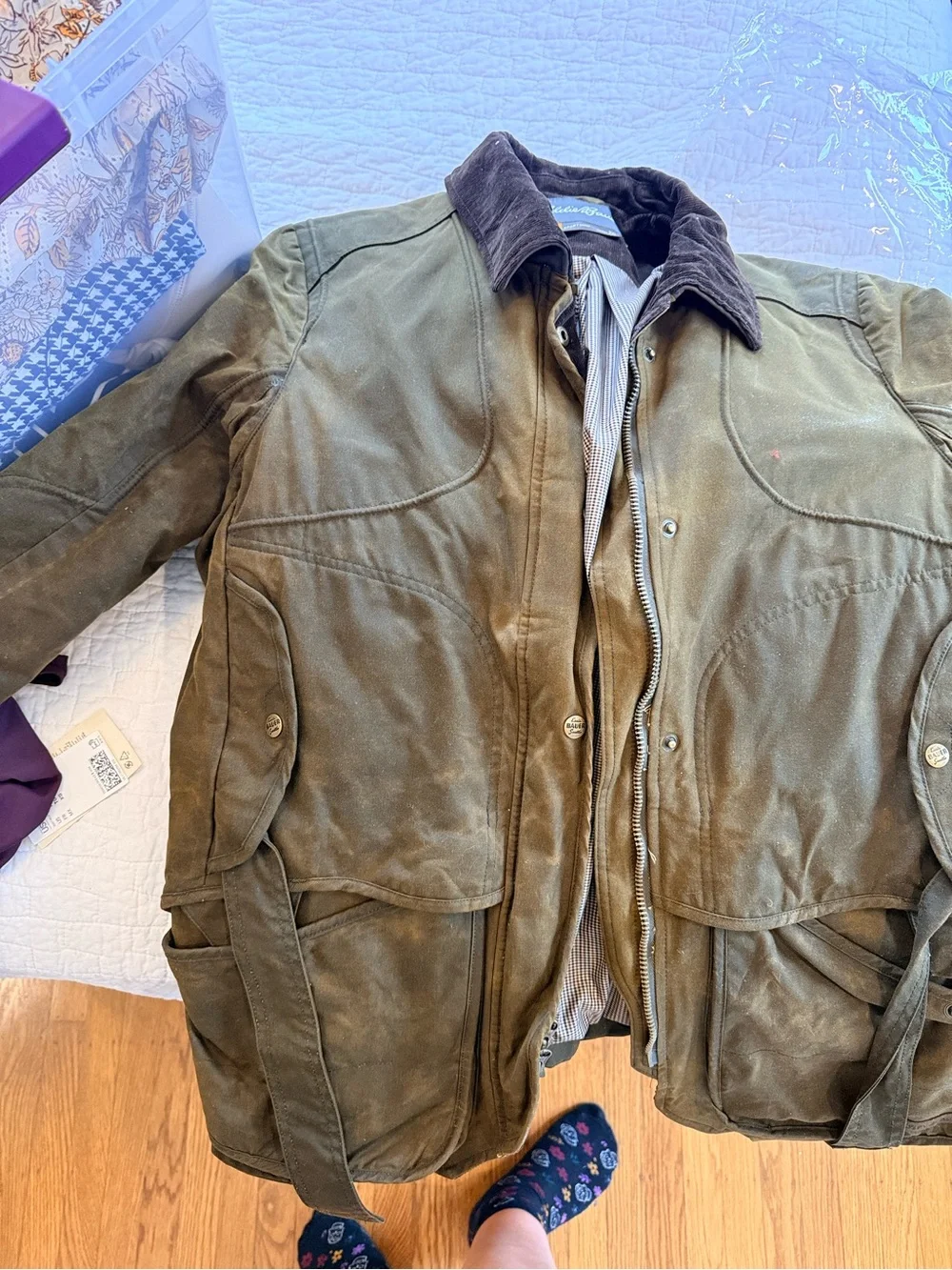 Eddie Bauer women Olive Green Waxed Cotton Barn Jacket - Classic Outdoor Coat